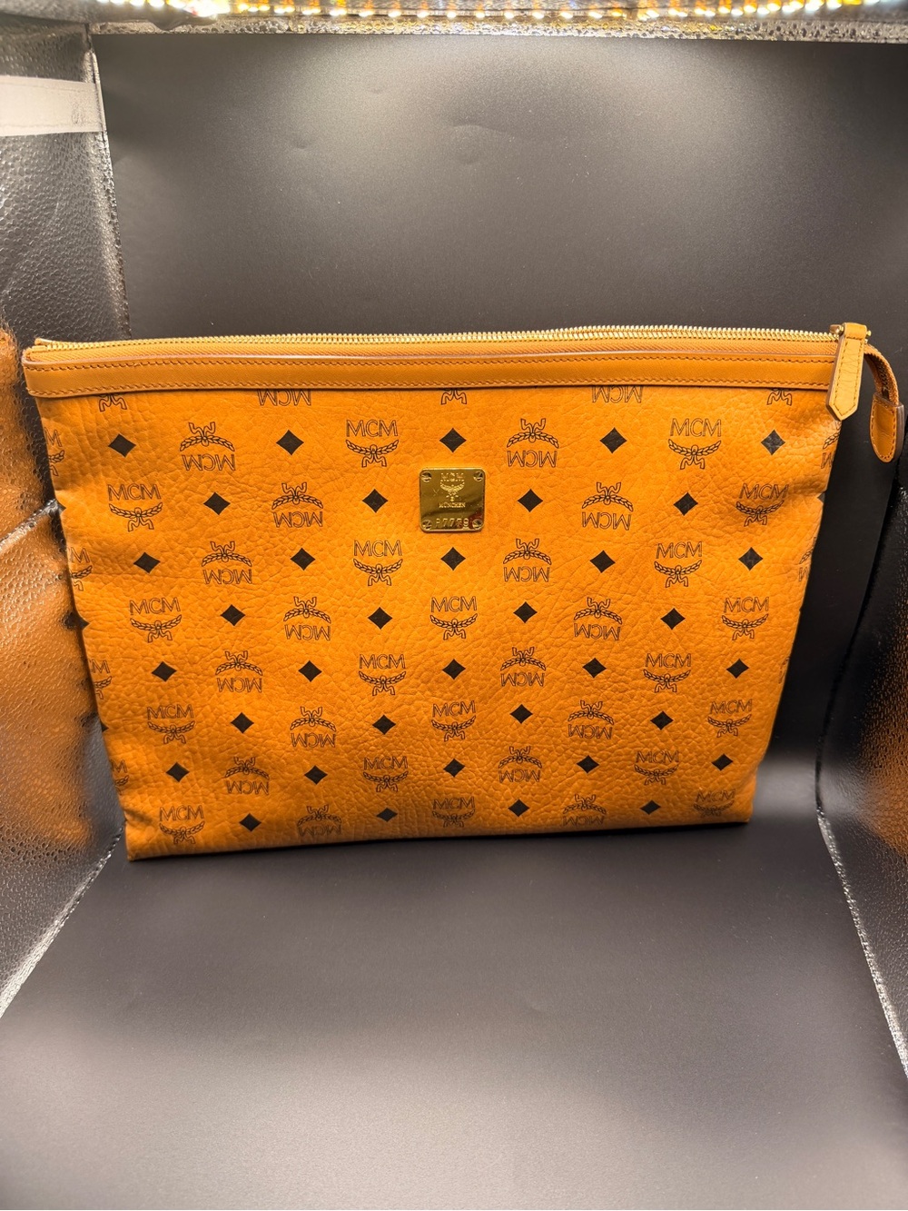MCM Heritage Visetos Monogram Large Zip Pouch / Clutch – Cogna Vintage / COA